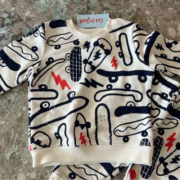 Cat & Jack Skateboard Sweat Set 12M NWT - Picture 3 of 11